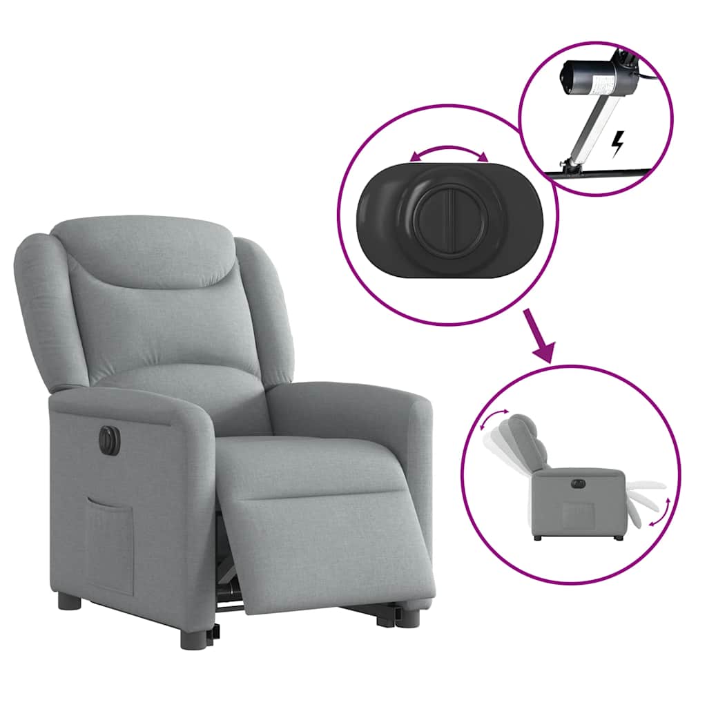 Poltrona Reclinante Alzapersona Elettrica Grigio Chiaro Tessuto | homemem39