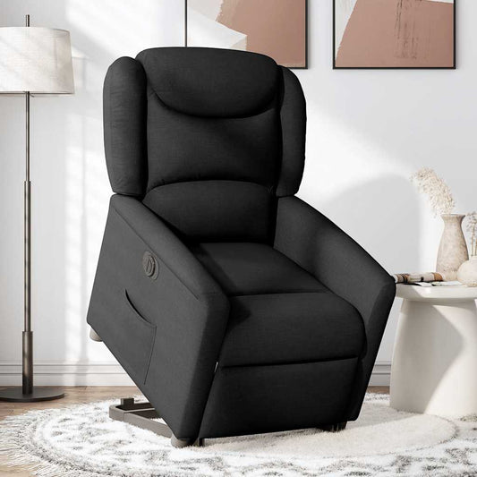 Poltrona Alzapersona Reclinabile Elettrica Nera in Tessuto | homemem39