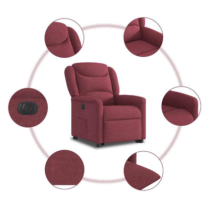 Poltrona Alzapersona Reclinabile Elettrica Rosso Vino Tessuto | homemem39