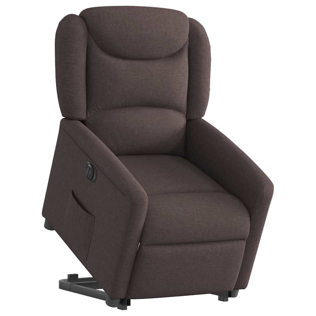 Poltrona Alzapersona Reclinante Elettrica Marrone Scuro Tessuto | homemem39