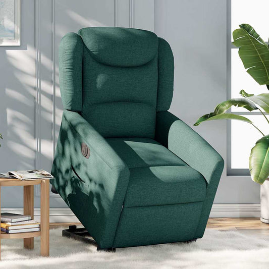 Poltrona Alzapersona Reclinabile Elettrica Verde Scuro Tessuto | homemem39