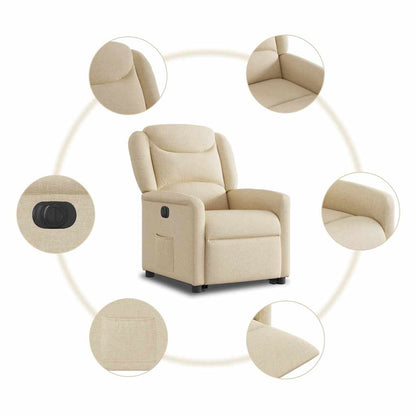 Poltrona Alzapersona Reclinabile Elettrica Crema in Tessuto | homemem39
