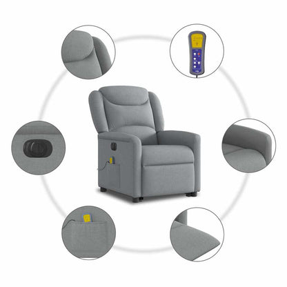 Poltrona Alzapersona Massaggi Elettrica Grigio Chiaro Tessuto | homemem39