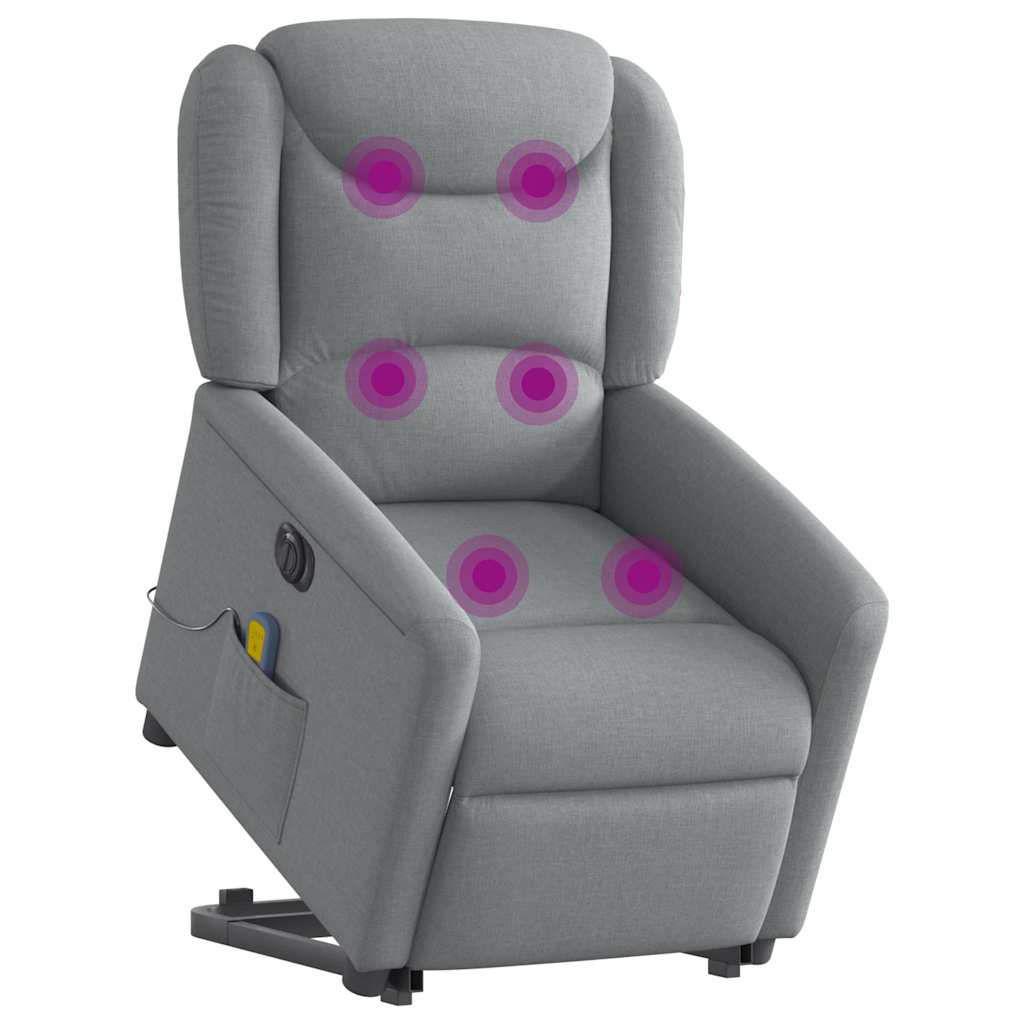 Poltrona Alzapersona Massaggi Elettrica Grigio Chiaro Tessuto | homemem39