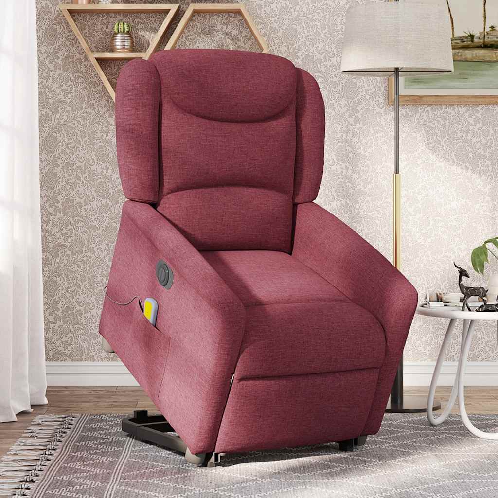 Poltrona Alzapersona Massaggiante Elettrica Rosso Vino Tessuto | homemem39