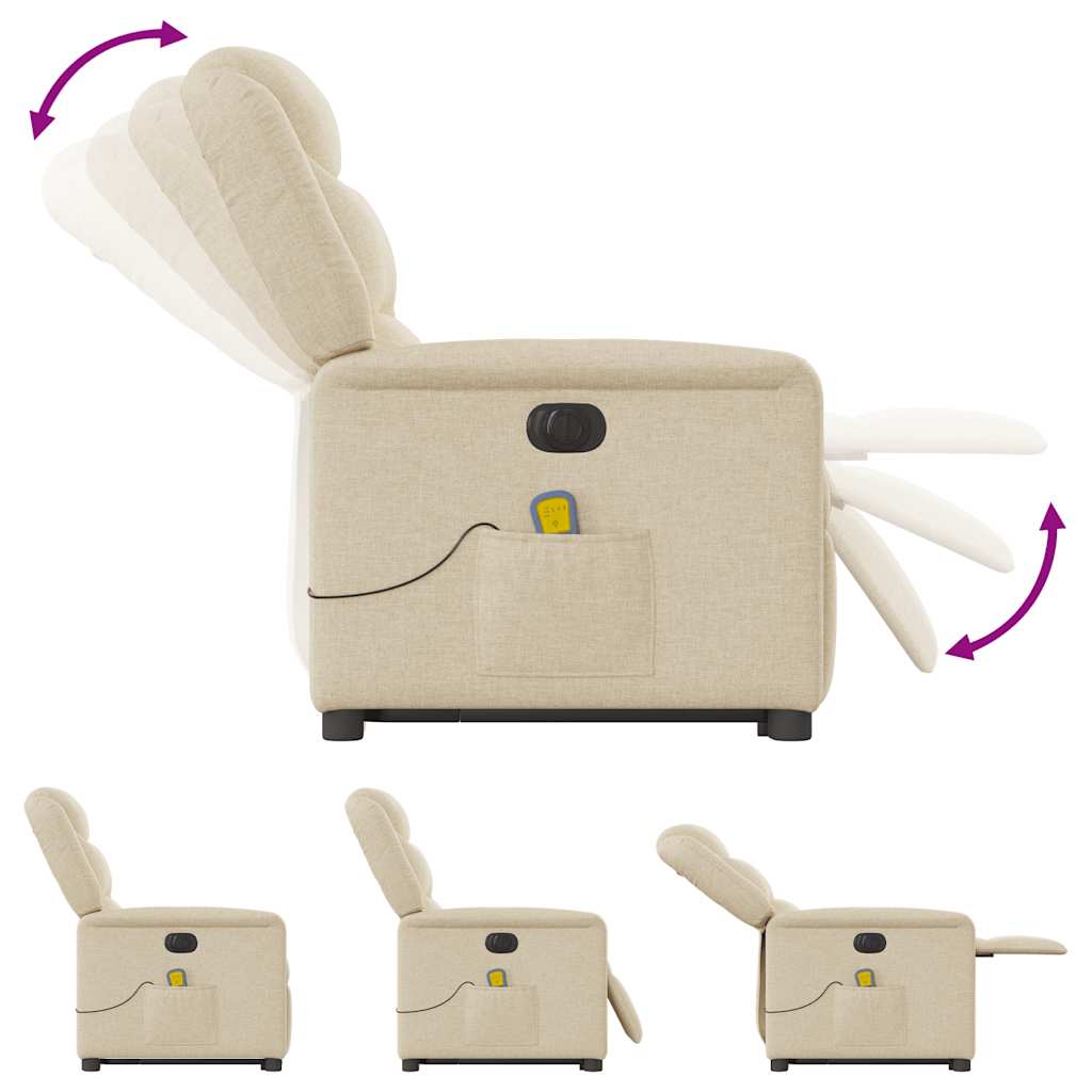 Poltrona Alzapersona Massaggiante Elettrica Crema in Tessuto - homemem39