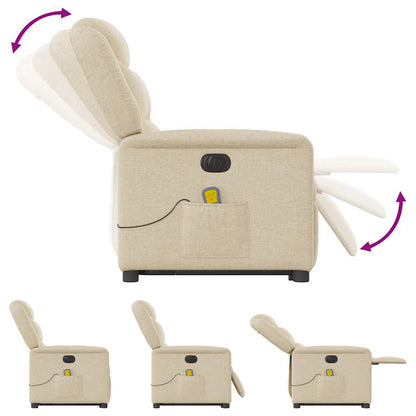 Poltrona Alzapersona Massaggiante Elettrica Crema in Tessuto - homemem39