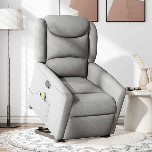 Poltrona Alzapersona Massaggi Elettrica Grigio Nuvola Tessuto | homemem39