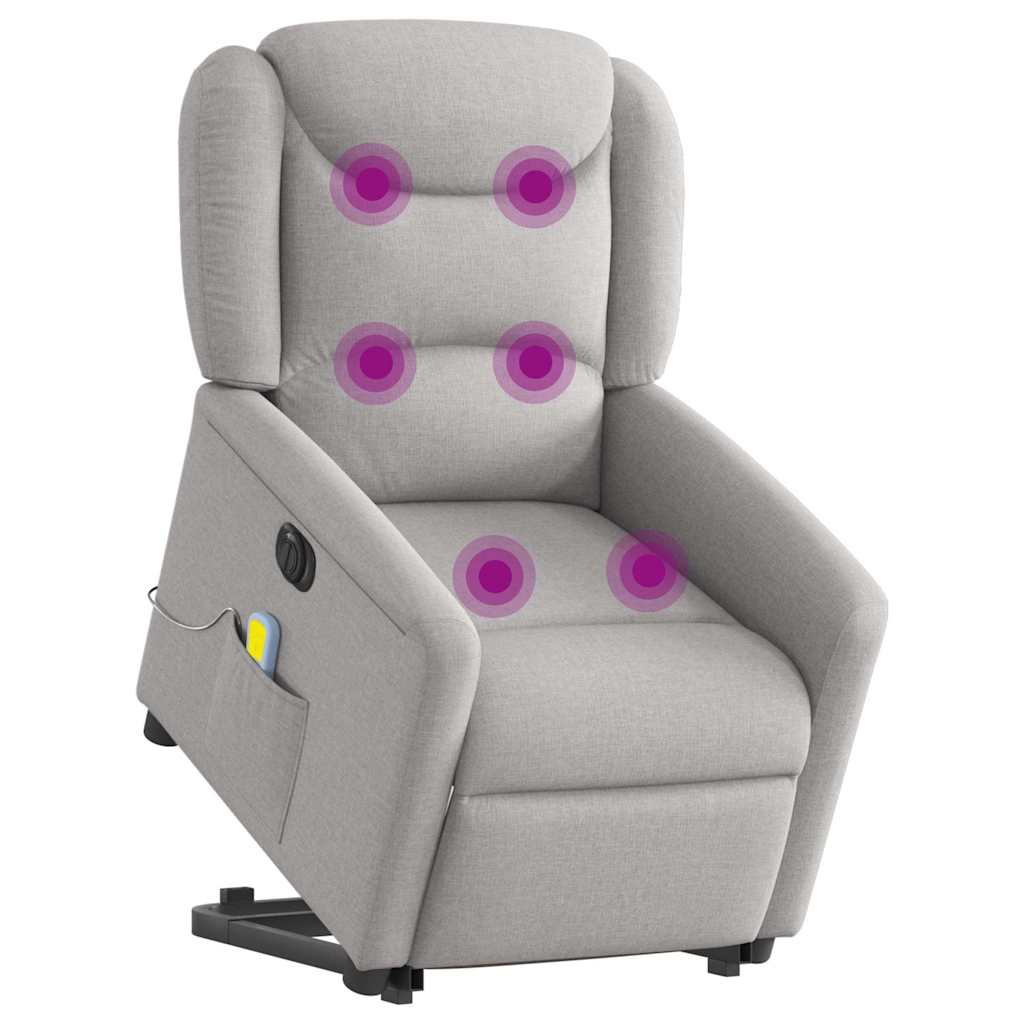 Poltrona Alzapersona Massaggi Elettrica Grigio Nuvola Tessuto | homemem39