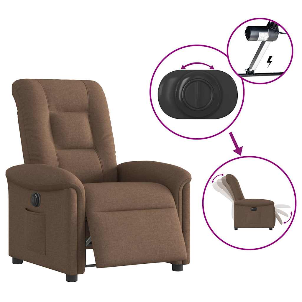 Poltrona Elettrica Reclinabile Marrone in Tessuto - homemem39