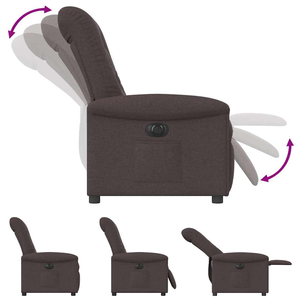 Poltrona Elettrica Reclinabile Marrone Scuro in Tessuto | homemem39