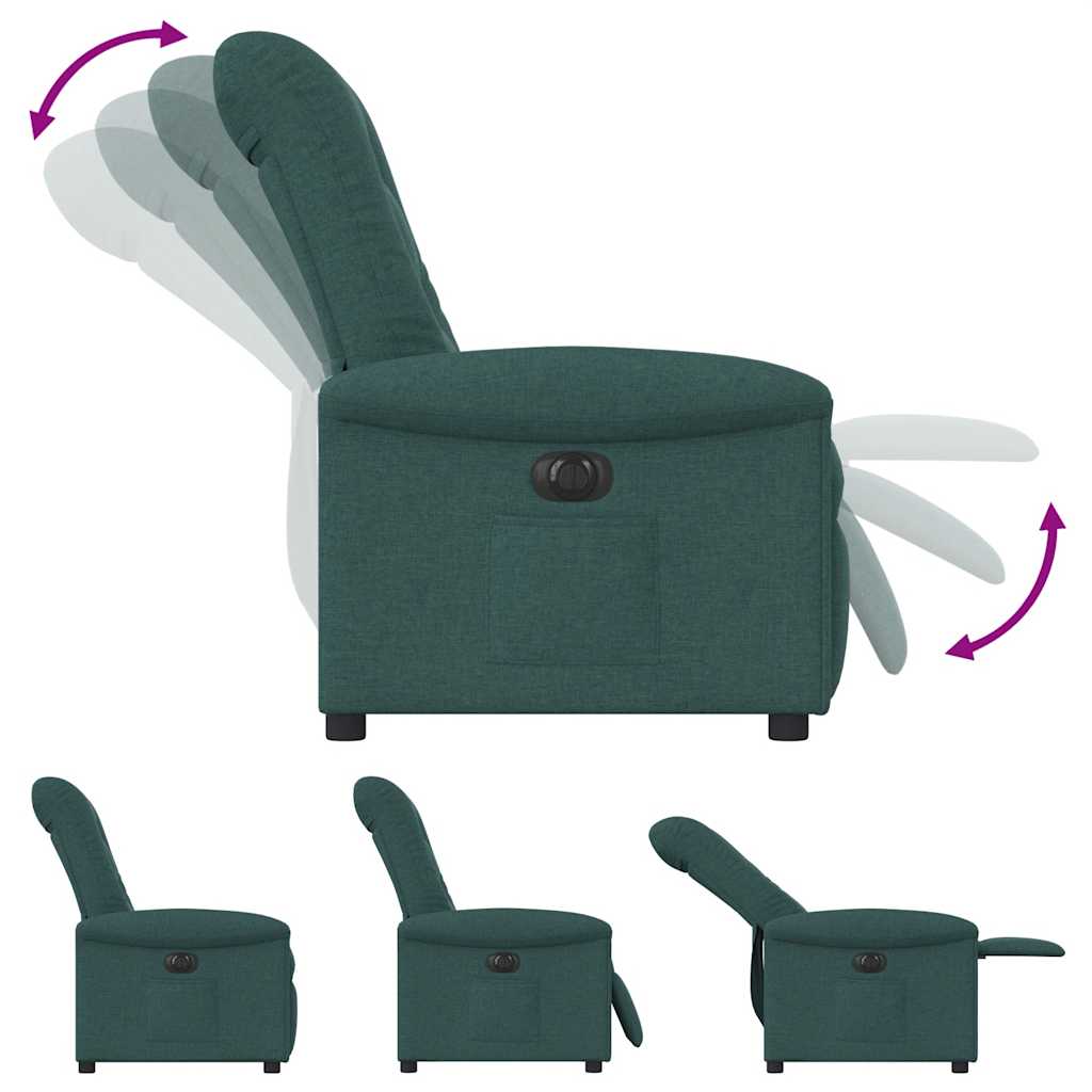 Poltrona Elettrica Reclinabile Verde Scuro in Tessuto | homemem39