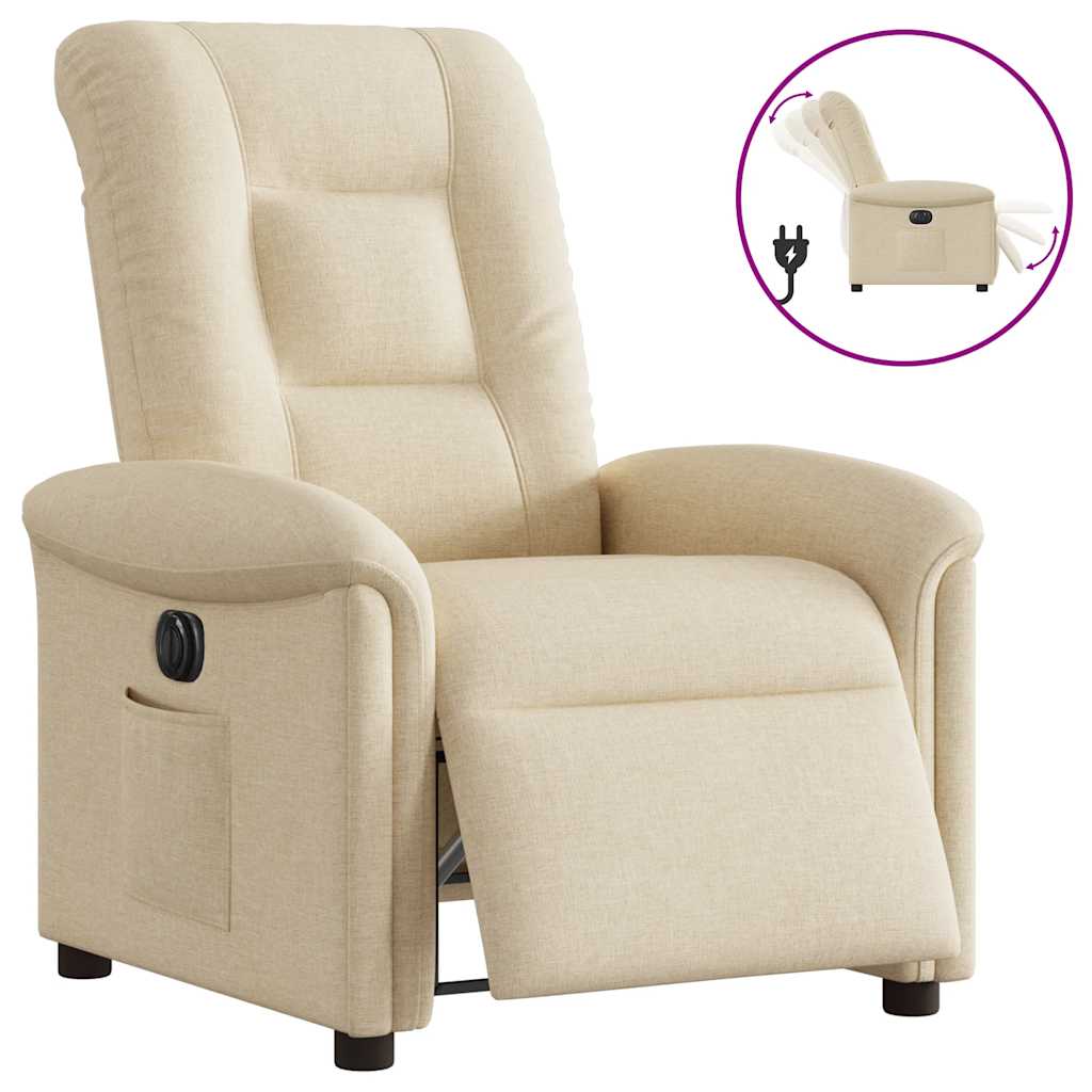 Poltrona Elettrica Reclinabile Crema in Tessuto | homemem39