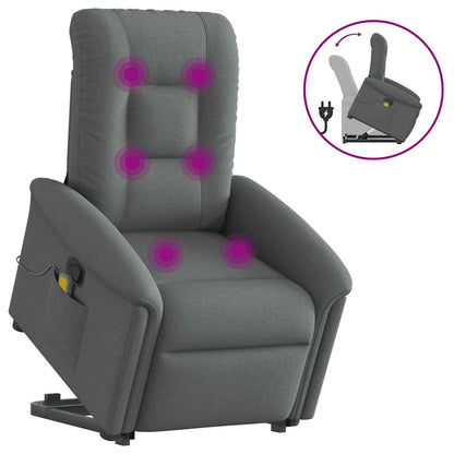 Poltrona Alzapersona Massaggi Reclinabile Grigio Scuro Tessuto | homemem39