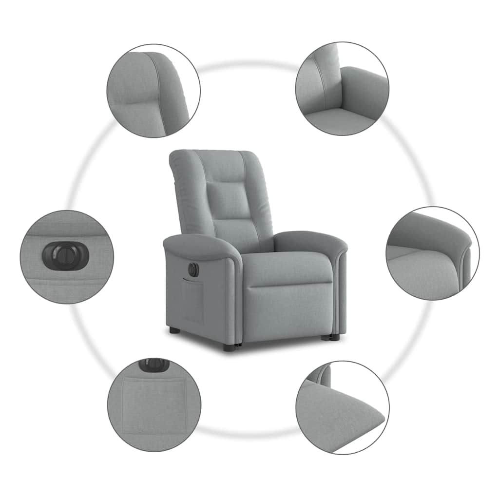Poltrona Reclinante Alzapersona Elettrica Grigio Chiaro Tessuto | homemem39