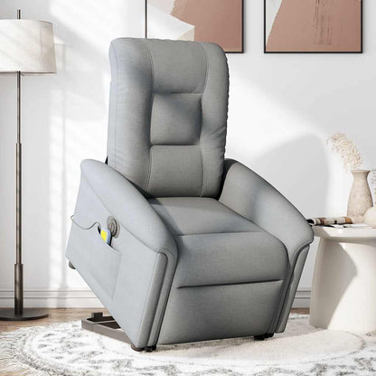 Poltrona Alzapersona Massaggi Elettrica Grigio Chiaro Tessuto | homemem39