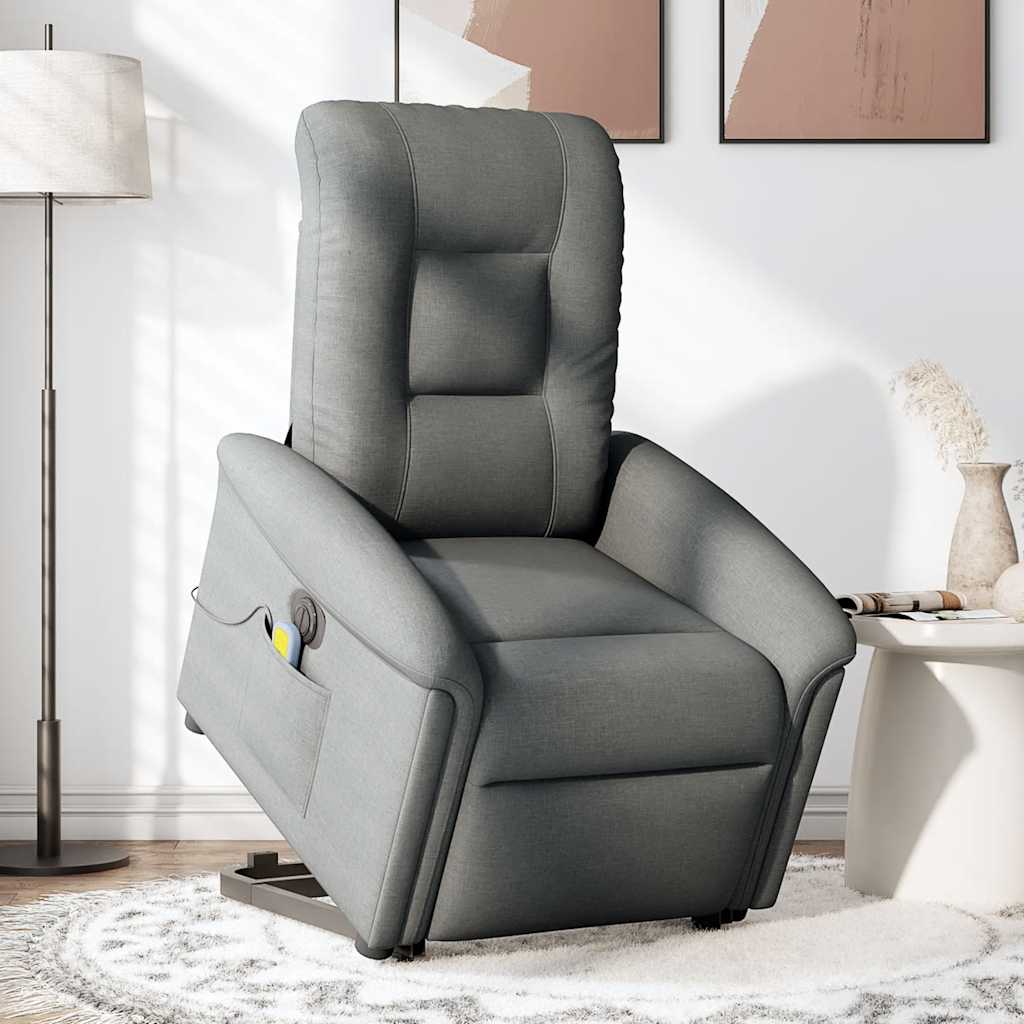 Poltrona Alzapersona Massaggi Elettrica Grigio Scuro Tessuto | homemem39