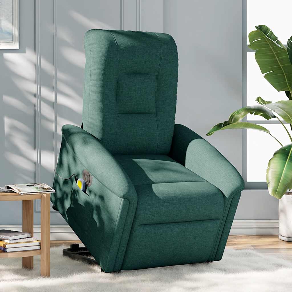 Poltrona Alzapersona Massaggiante Elettrica Verde Scuro Tessuto | homemem39