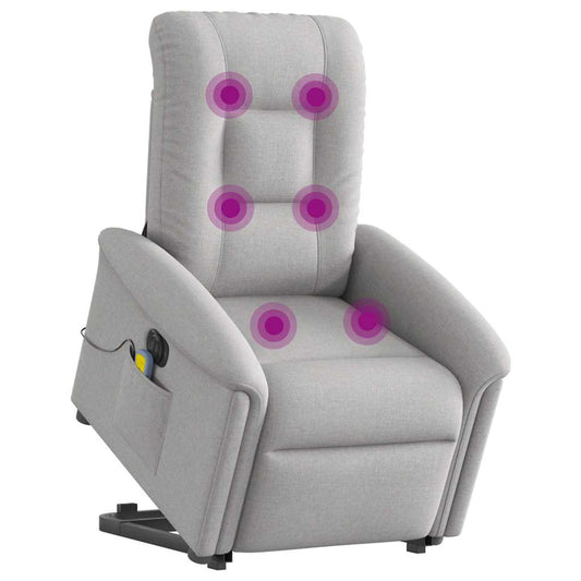 Poltrona Alzapersona Massaggi Elettrica Grigio Nuvola Tessuto | homemem39