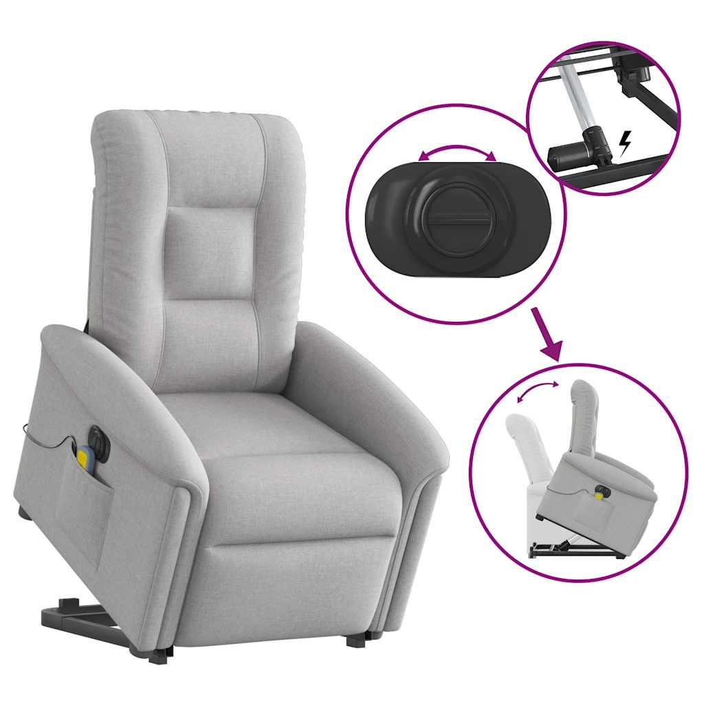 Poltrona Alzapersona Massaggi Elettrica Grigio Nuvola Tessuto | homemem39