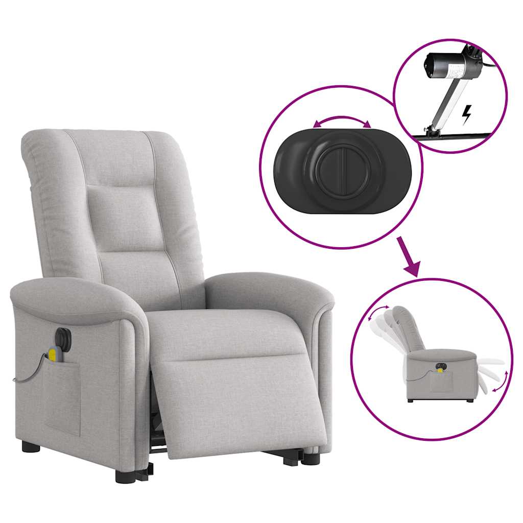 Poltrona Alzapersona Massaggi Elettrica Grigio Nuvola Tessuto | homemem39