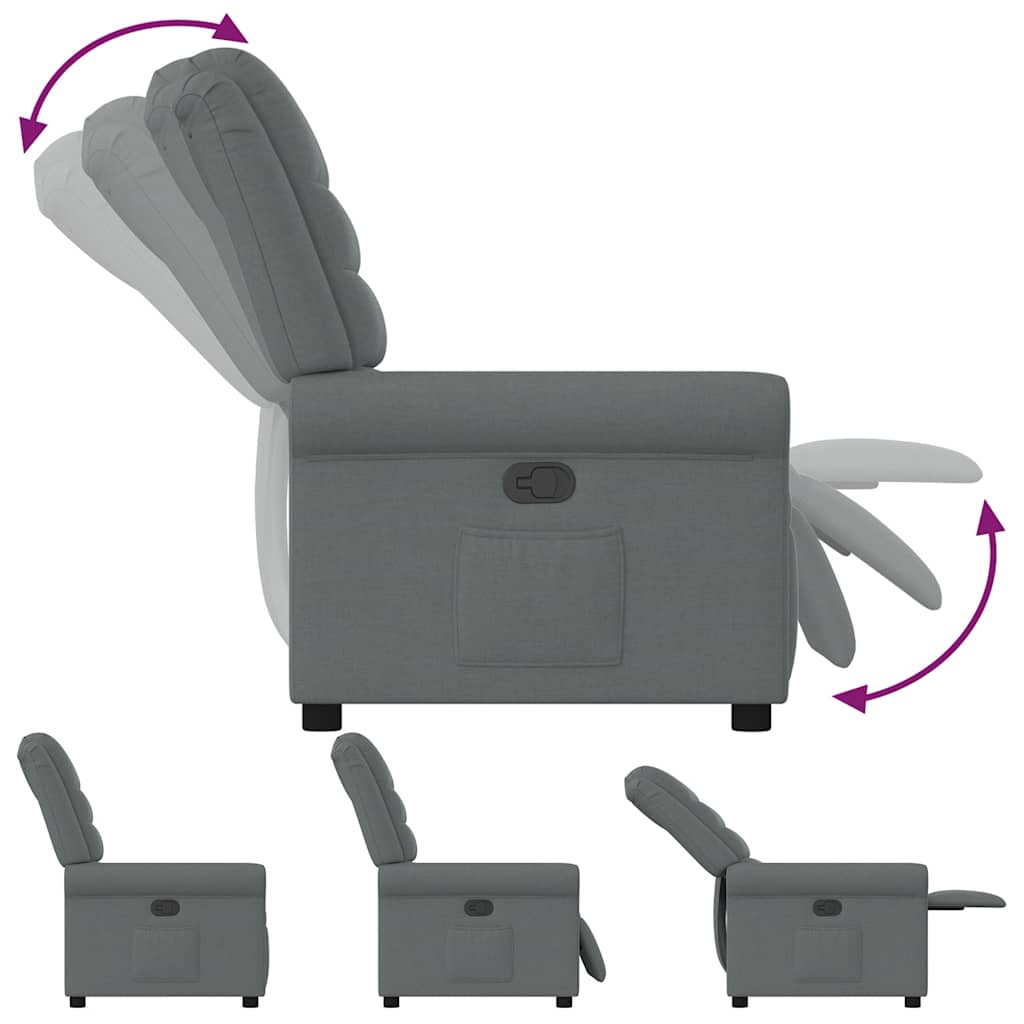 Poltrona Elettrica Reclinabile Grigio Scuro in Tessuto - homemem39