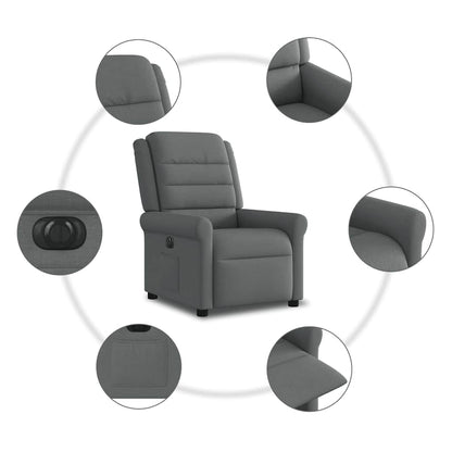 Poltrona Elettrica Reclinabile Grigio Scuro in Tessuto | homemem39