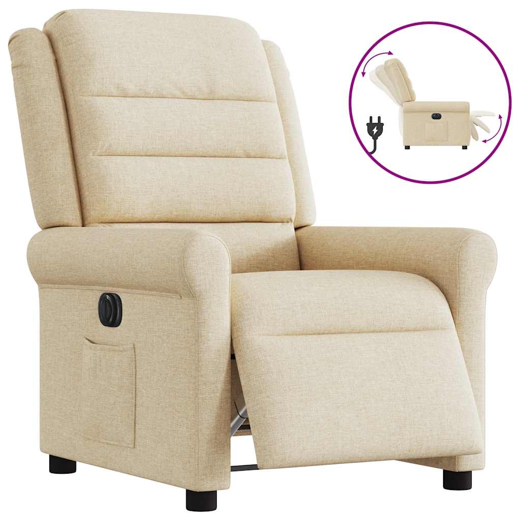 Poltrona Elettrica Reclinabile Crema in Tessuto | homemem39