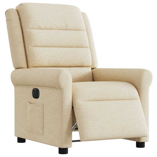 Poltrona Elettrica Reclinabile Crema in Tessuto - homemem39
