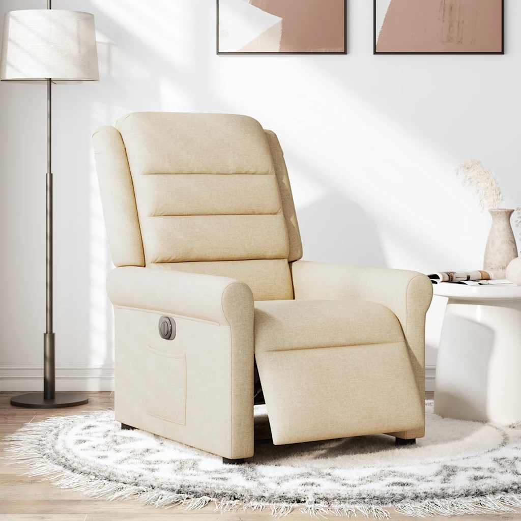 Poltrona Elettrica Reclinabile Crema in Tessuto - homemem39