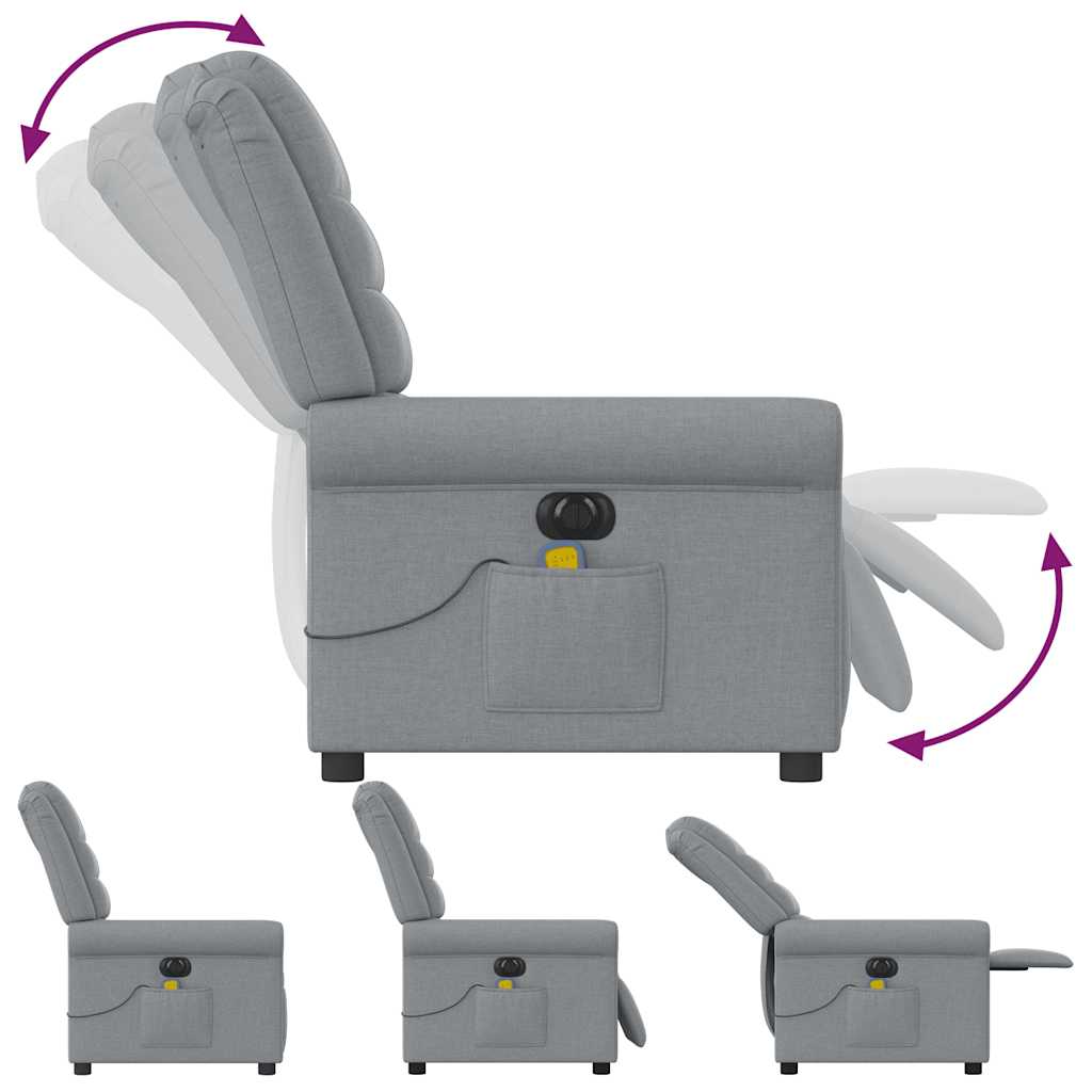 Poltrona Reclinabile Massaggio Elettrica Grigio Chiaro Tessuto - homemem39