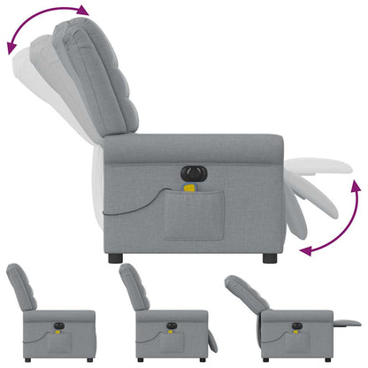 Poltrona Reclinabile Massaggio Elettrica Grigio Chiaro Tessuto - homemem39