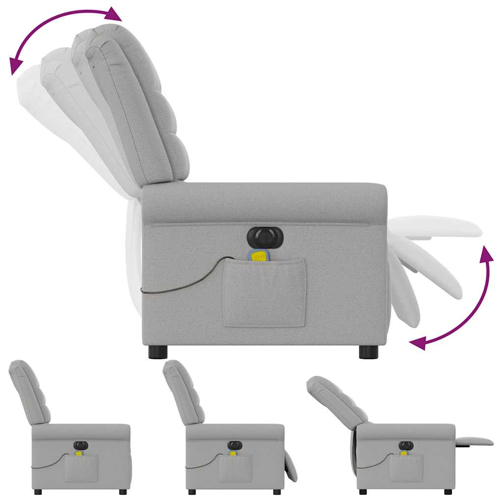 Poltrona Reclinabile Massaggio Elettrica Grigio Nuvola Tessuto - homemem39