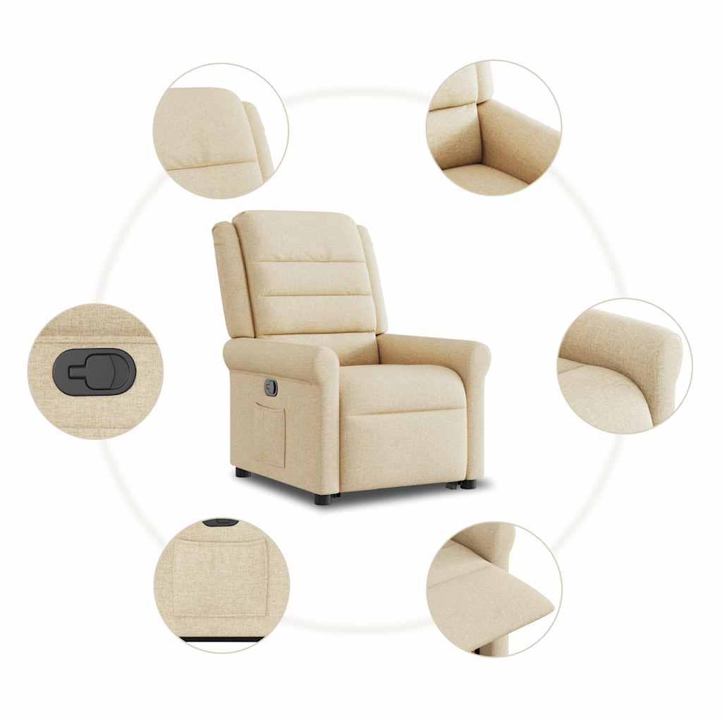 Poltrona Alzapersona Reclinabile Crema in Tessuto - homemem39