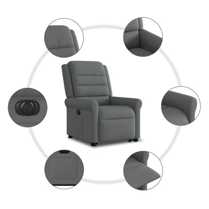 Poltrona Alzapersona Reclinabile Elettrica Grigio Scuro Tessuto | homemem39