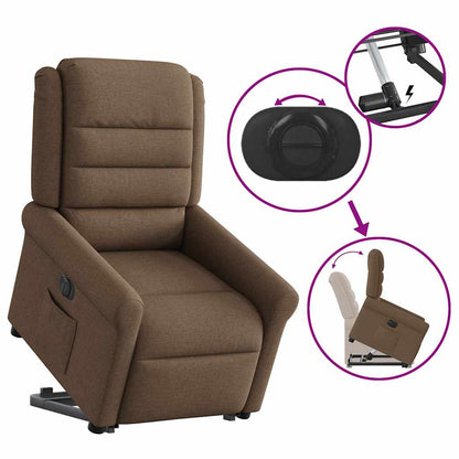Poltrona Alzapersona Reclinabile Elettrica Marrone Tessuto - homemem39