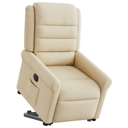 Poltrona Alzapersona Reclinabile Elettrica Crema in Tessuto - homemem39