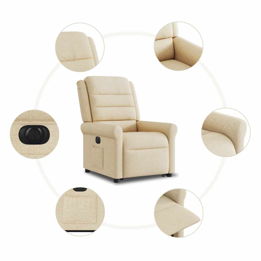Poltrona Alzapersona Reclinabile Elettrica Crema in Tessuto - homemem39