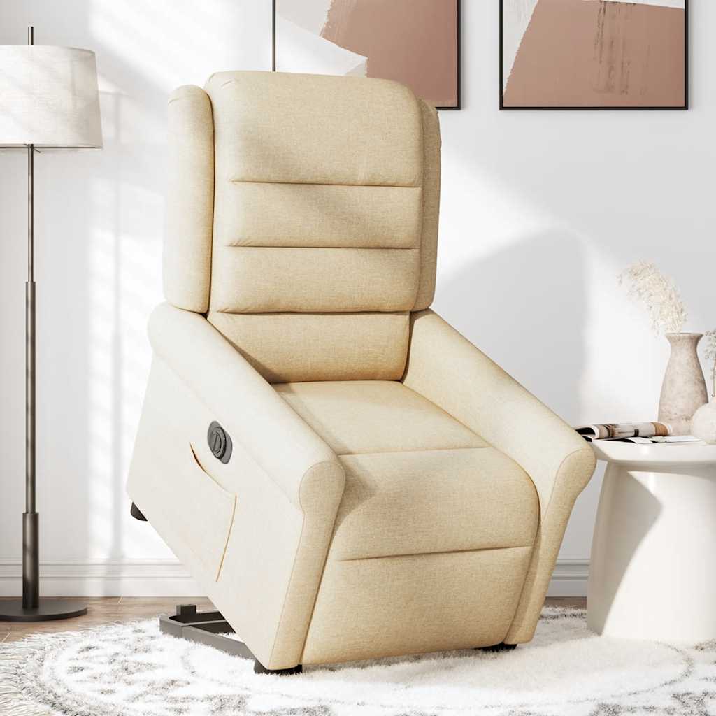 Poltrona Alzapersona Reclinabile Elettrica Crema in Tessuto - homemem39
