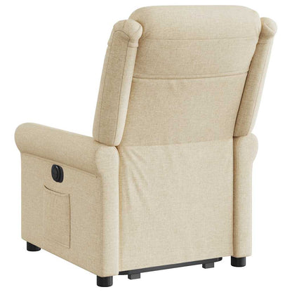 Poltrona Alzapersona Reclinabile Elettrica Crema in Tessuto - homemem39