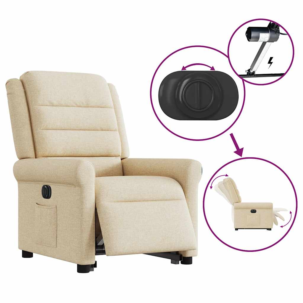Poltrona Alzapersona Reclinabile Elettrica Crema in Tessuto - homemem39
