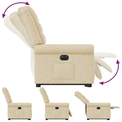 Poltrona Alzapersona Reclinabile Elettrica Crema in Tessuto - homemem39