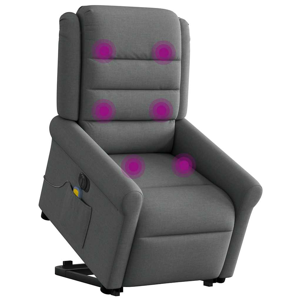 Poltrona Alzapersona Massaggi Elettrica Grigio Scuro Tessuto | homemem39