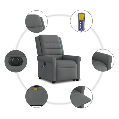 Poltrona Alzapersona Massaggi Elettrica Grigio Scuro Tessuto | homemem39