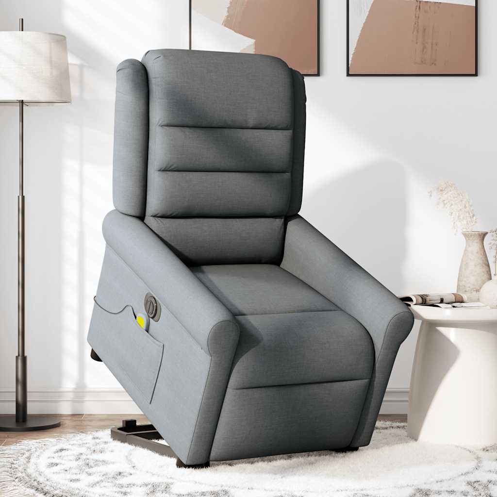 Poltrona Alzapersona Massaggi Elettrica Grigio Scuro Tessuto | homemem39