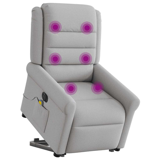 Poltrona Alzapersona Massaggi Elettrica Grigio Nuvola Tessuto | homemem39