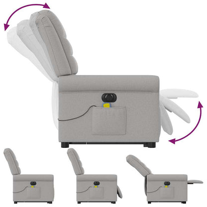 Poltrona Alzapersona Massaggi Elettrica Grigio Nuvola Tessuto - homemem39