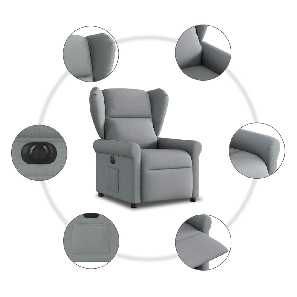 Poltrona Elettrica Reclinabile Grigio Chiaro in Tessuto | homemem39