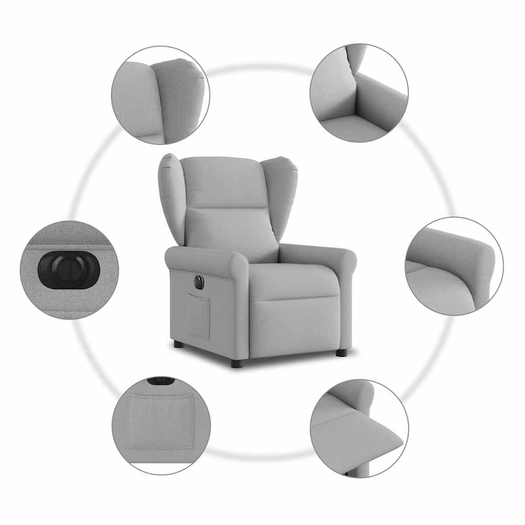Poltrona Elettrica Reclinabile Grigio Nuvola in Tessuto | homemem39