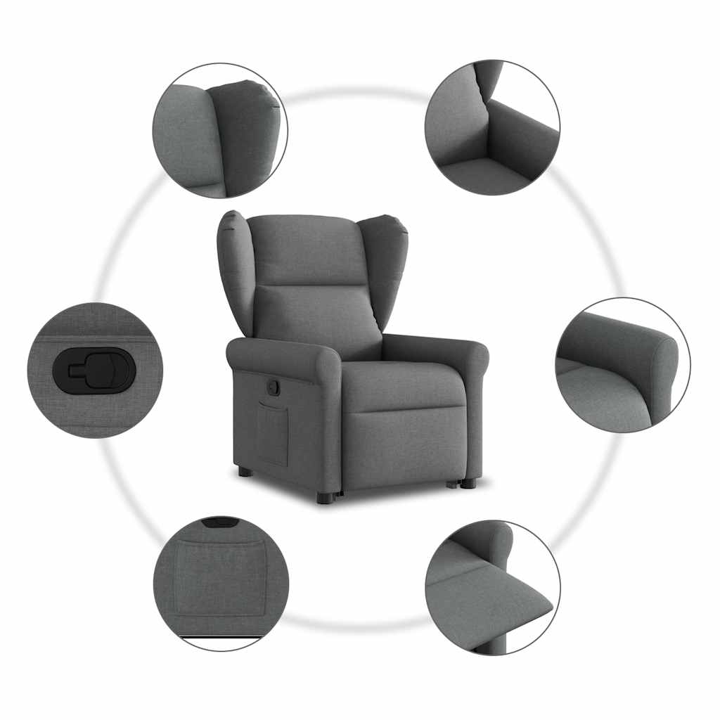Poltrona Alzapersona Reclinabile Grigio Scuro in Tessuto | homemem39